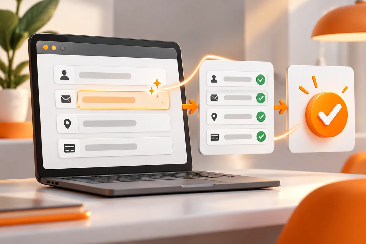 Formulário digital compacto com campos bem identificados e preenchimento automático em um fluxo simples de envio.