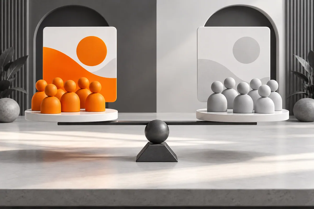 Dois grupos experimentais abstratos comparados para separar o efeito incremental de uma campanha de publicidade.