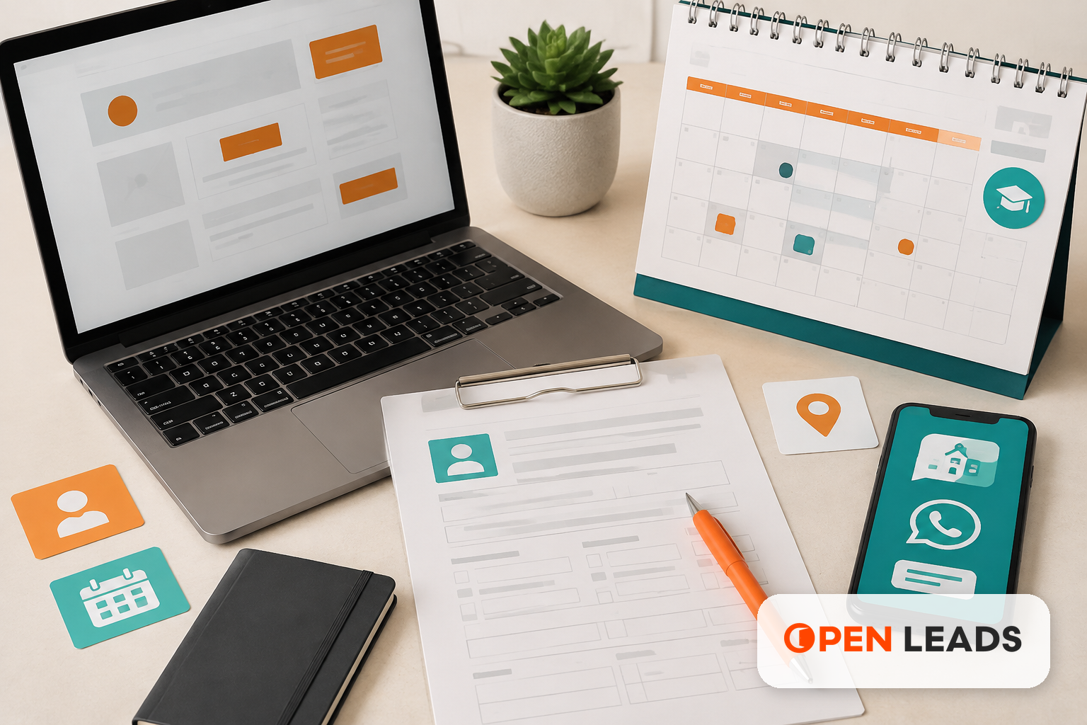 Imagem editorial realista sobre Sites para escolas e cursos em Joinville com assinatura Open LEADS